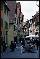 Lively street. Rothenburg ob der Tauber, Bavaria, Germany