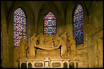 Christ sculpture and stained glass windows, St Trophime church. Arles, Provence, France