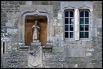 Statue and window, Fontenay Abbey. Burgundy, France