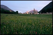 Meadow, Villar d'Arene village,  sunset. France