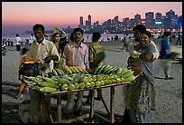 Corn stall at twilight, Chowpatty Beach. Mumbai, Maharashtra, India
