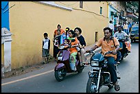 Street with motorbikes, Panjim. Goa, India