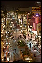 Third Street Promenade from above, night. Santa Monica, Los Angeles, California, USA ( color)