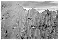Aerial view of ice wall, University Range. Wrangell-St Elias National Park ( black and white)