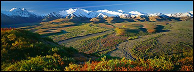 Passing of seasons in Alaska mountains. Denali  National Park (Panoramic color)