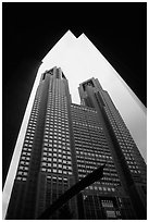 Tokyo Metropolitan Government offices, designed by Tange Kenzo. Tokyo, Japan ( black and white)