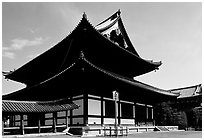 Classical roof shapes of a Zen temple. Kyoto, Japan (black and white)