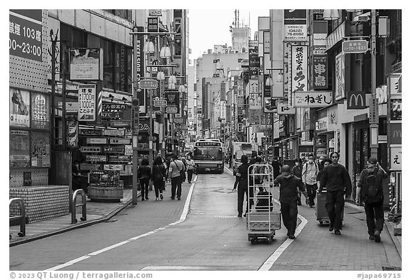 Commercial street. Tokyo, Japan (black and white)