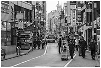 Commercial street. Tokyo, Japan ( black and white)
