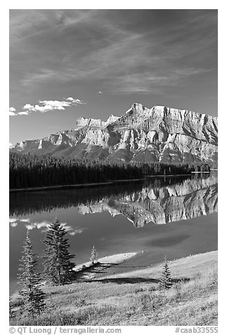Mount Rundle and Two Jack Lake, morning. Banff National Park, Canadian Rockies, Alberta, Canada
