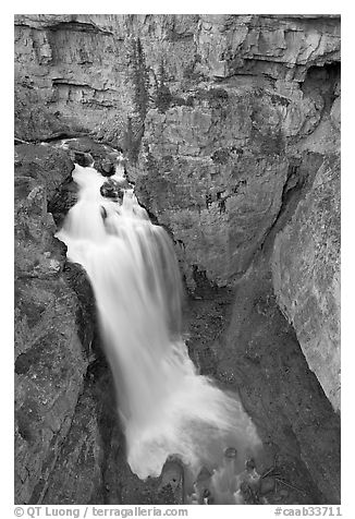 Waterfall of Nigel Creek. Banff National Park, Canadian Rockies, Alberta, Canada (black and white)