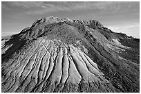 Butte with mudstone and eroded clay, Dinosaur Provincial Park. Alberta, Canada (black and white)