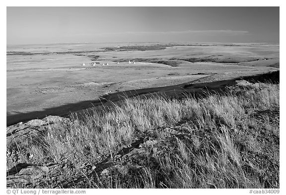 Plain seen from the top of the cliff, late afternoon, Head-Smashed-In Buffalo Jump. Alberta, Canada