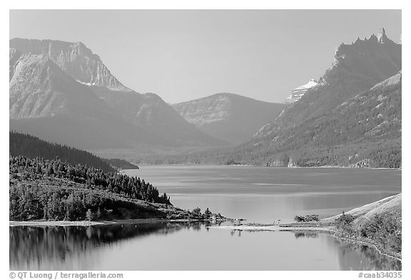 Upper Waterton Lake. Waterton Lakes National Park, Alberta, Canada (black and white)