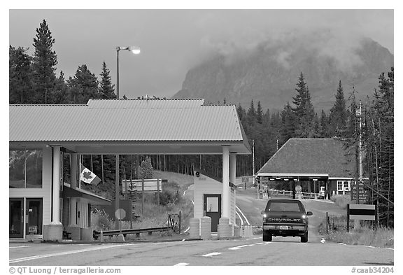 Border Crossing. Waterton Lakes National Park, Alberta, Canada (black and white)