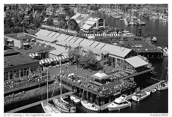 Granville Island and Public Market. Vancouver, British Columbia, Canada (black and white)