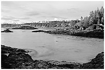 Half-moon bay, late afternoon. Pacific Rim National Park, Vancouver Island, British Columbia, Canada (black and white)