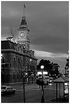 City Hall and Douglas Street at dawn. Victoria, British Columbia, Canada (black and white)