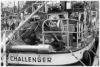 Commercial fishing boat, Uclulet. Vancouver Island, British Columbia, Canada ( black and white)