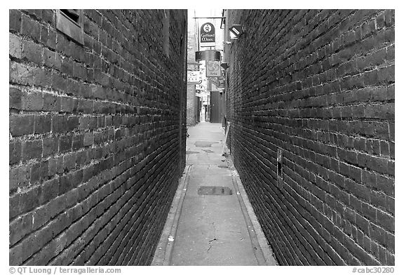 Fan Tan Alley, Chinatown. Victoria, British Columbia, Canada (black and white)