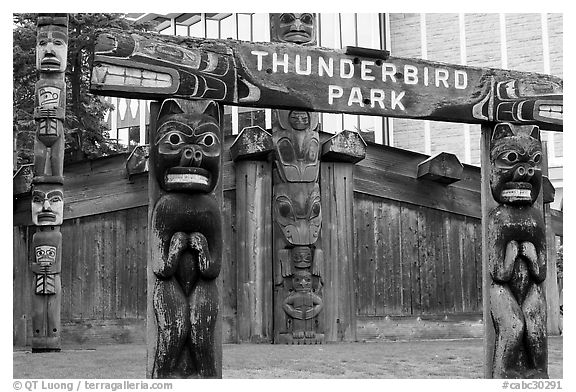 Thunderbird Park. Victoria, British Columbia, Canada (black and white)