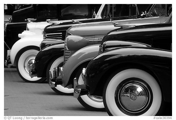 Classic car show Vancouver British Columbia Canada black and white 
