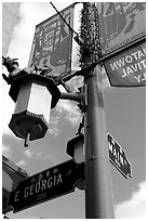 Street names in English and Chinese, Chinatown. Vancouver, British Columbia, Canada ( black and white)