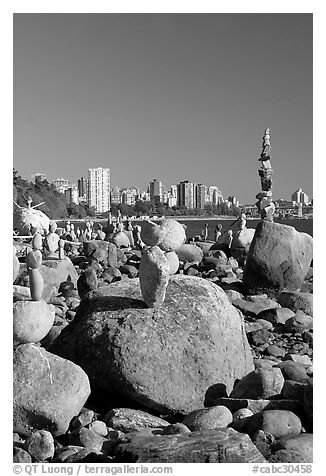 Balanced rocks and skyline, Stanley Park. Vancouver, British Columbia, Canada
