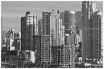 Skyline and  towers in construction. Vancouver, British Columbia, Canada ( black and white)