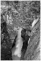 Natural bridge in Marble Canyon. Kootenay National Park, Canadian Rockies, British Columbia, Canada ( black and white)