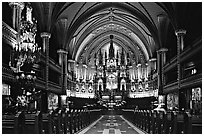 Interior of Basilique Notre Dame, Montreal. Quebec, Canada ( black and white)