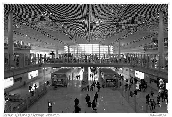 Terminal 3, Beijing Capital International Airport. Beijing, China (black and white)