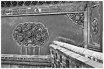 Wall detail with blazed building decoration, Forbidden City. Beijing, China ( black and white)