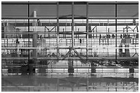 Reflections in glass and marble, Capital International Airport. Beijing, China (black and white)