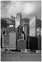 Landmark Bank of China building, whose triangular shapes were designed by Pei. Hong-Kong, China (black and white)