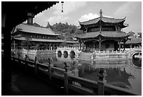 Octogonal pavilion of Yuantong Si, a 1200 year old Tang dynasty Buddhist temple. Kunming, Yunnan, China (black and white)