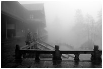 Xiangfeng temple in fog. Emei Shan, Sichuan, China ( black and white)