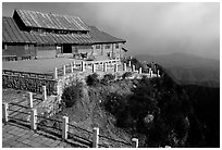 Jinding Si monestary, early morning. Emei Shan, Sichuan, China (black and white)