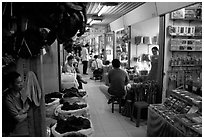 Strange foods for sale inside the Qingping market. Guangzhou, Guangdong, China (black and white)