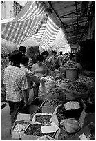 Dried food items for sale in the extended Qingping market. Guangzhou, Guangdong, China (black and white)