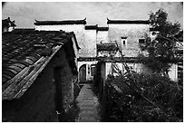 Back street and yard. Hongcun Village, Anhui, China ( black and white)
