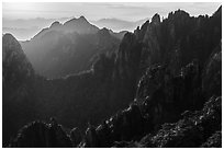 Granite spires, early morning. Huangshan Mountain, China ( black and white)