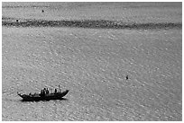 Small boat on Damshui river. Taipei, Taiwan ( black and white)