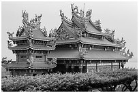 Guandu Temple from the hillside gardens. Taipei, Taiwan ( black and white)