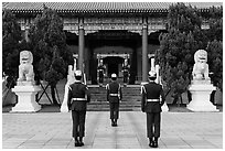 Changing of the guard ceremony, Martyrs Shrine. Taipei, Taiwan (black and white)