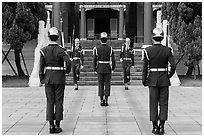 Changing of the guard ritual, Martyrs Shrine. Taipei, Taiwan ( black and white)