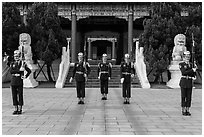 National Revolutionary Martyrs Shrine with honor guards in front. Taipei, Taiwan ( black and white)