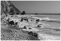 Waves and boulders. Taroko National Park, Taiwan ( black and white)