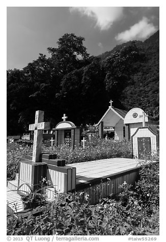 Cemetery and lush hills, Chongde. Taiwan