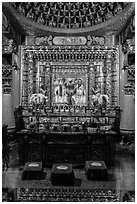 Altar in main hall, Wen Wu temple. Sun Moon Lake, Taiwan ( black and white)